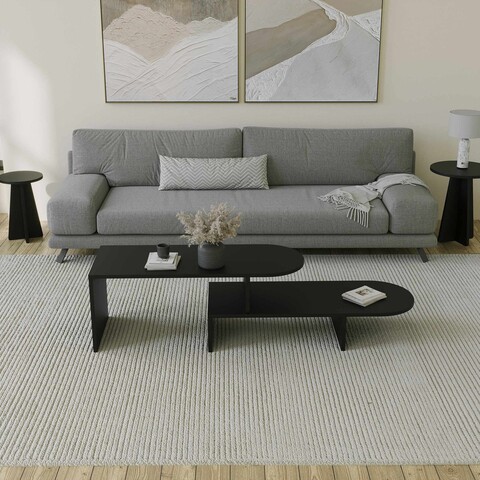 Set masute de cafea, Hanah Home, Puzzle, PAL, Negru