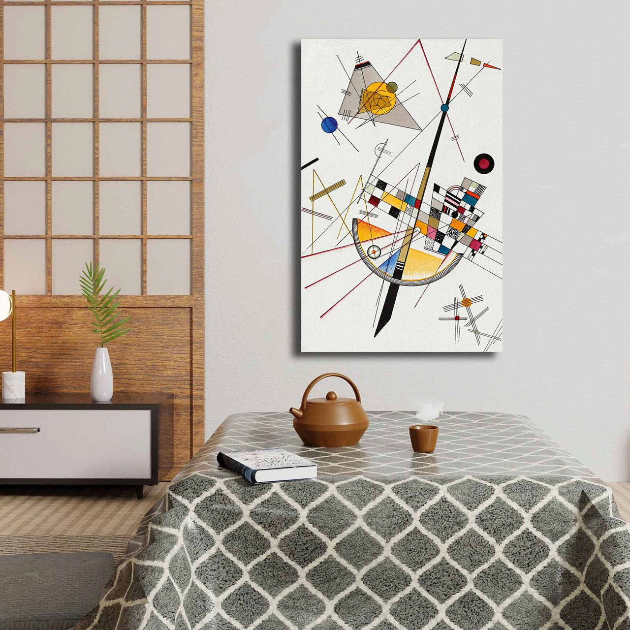 Tablou decorativ, 4570KANDINSKY034, Canvas, Lemn, Multicolor