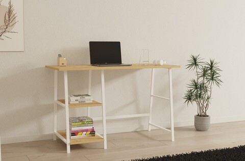 Birou, Puqa Design, Dobra, 120x74x51 cm, PAL, Safir / Alb