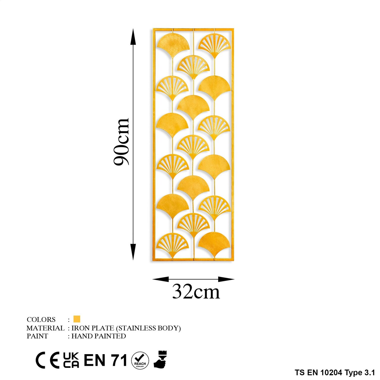 Decoratiune de perete, Fan 2, Metal, Dimensiune: 32 x 90 cm, Multicolor