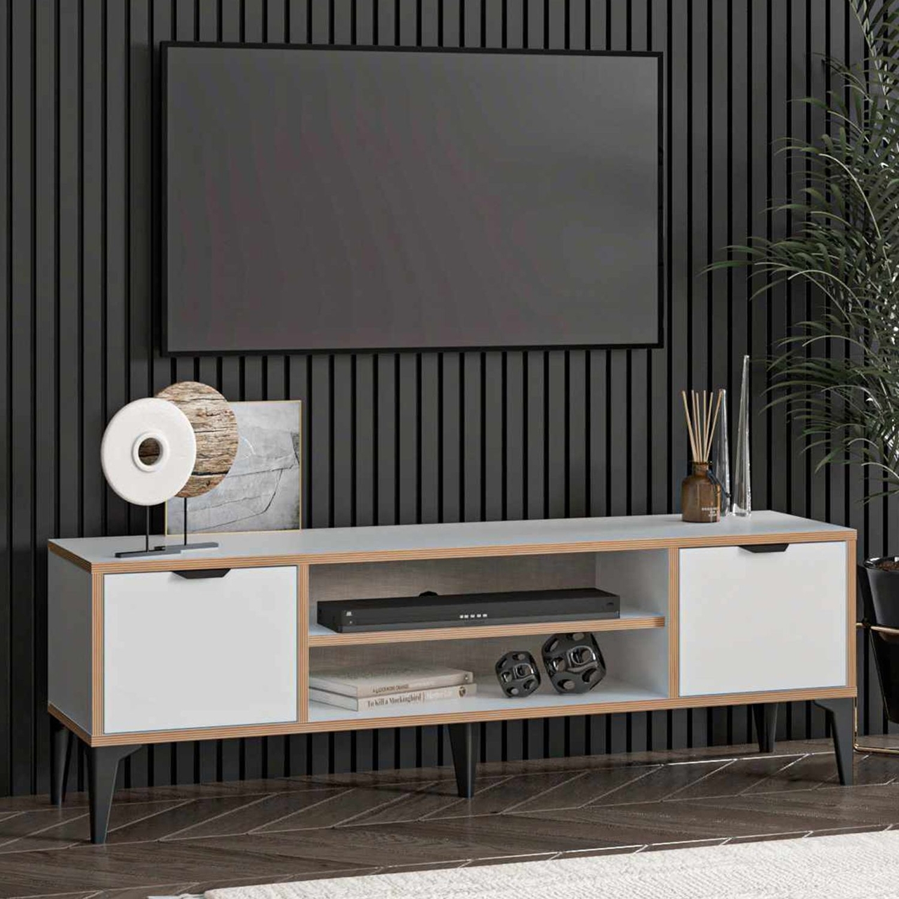 Comoda TV, Hanah Home, Arden, 140x46x35 cm, Alb - view 2