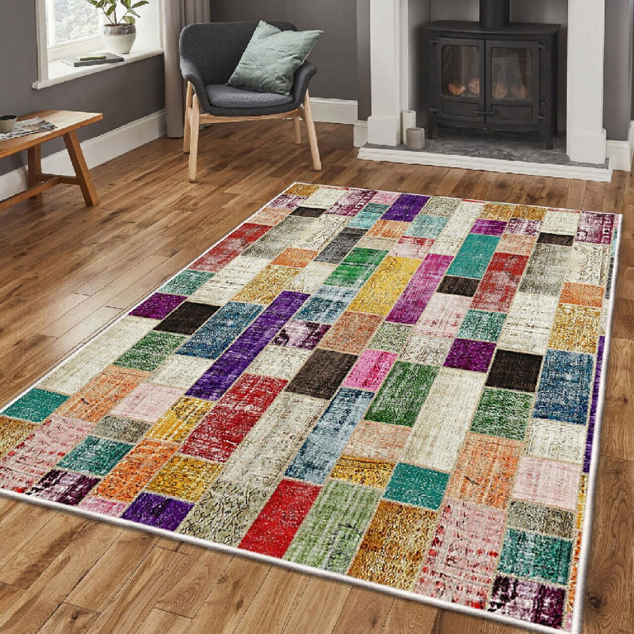 Covor, Els1879, 120x180 cm, Catifea, Multicolor — imaginea 2