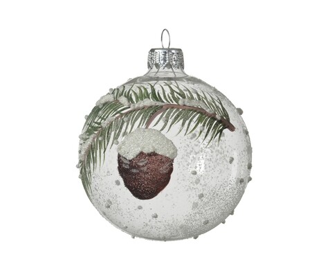 Glob Branch w pinecone, Decoris, Ø8 cm, sticla, transparent Decoris