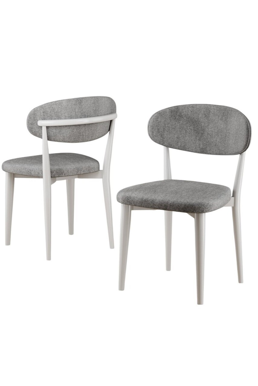 Set scaune 2 piese, Hanah Home, Onex, Gri/Alb — imaginea 2