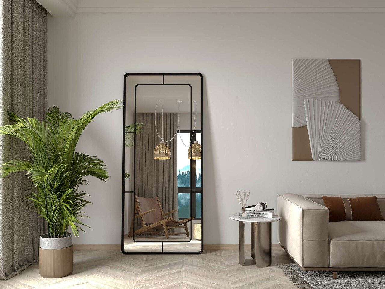 Oglinda Cheval Hanah Home Edgea 80x180 cm Metal Negru