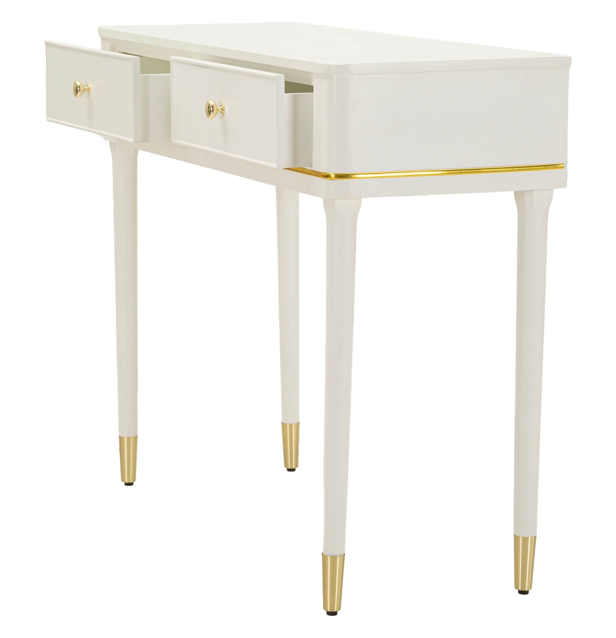 Consola, Mauro Ferretti, Camille, 101x37x78 cm, lemn de pin, alb/auriu - imagine 5