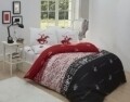 Lenjerie de pat pentru o persoana, 100% bumbac ranforce, Beverly Hills Polo Club, rosu/alb/gri