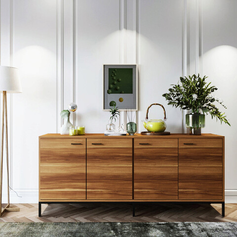 Consola, lacivert, porta, 180x80x45 cm, nuc / negru