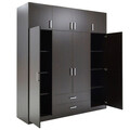 Dulap pentru haine Royal, Pakoworld, cu 4 usi, 200x58x230 cm, PAL melaminat, wenge