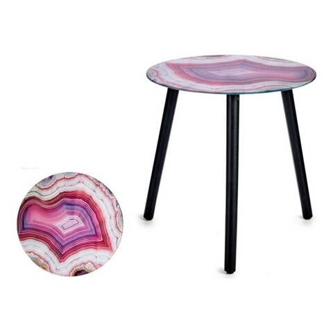 Masuta de cafea Marble, Gift Decor, 40 x 40 x 41.5 cm, sticla, roz 41.5