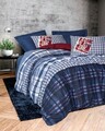 Lenjerie de pat dubla, Roger - Dark Blue, Cotton Box, Bumbac Ranforce