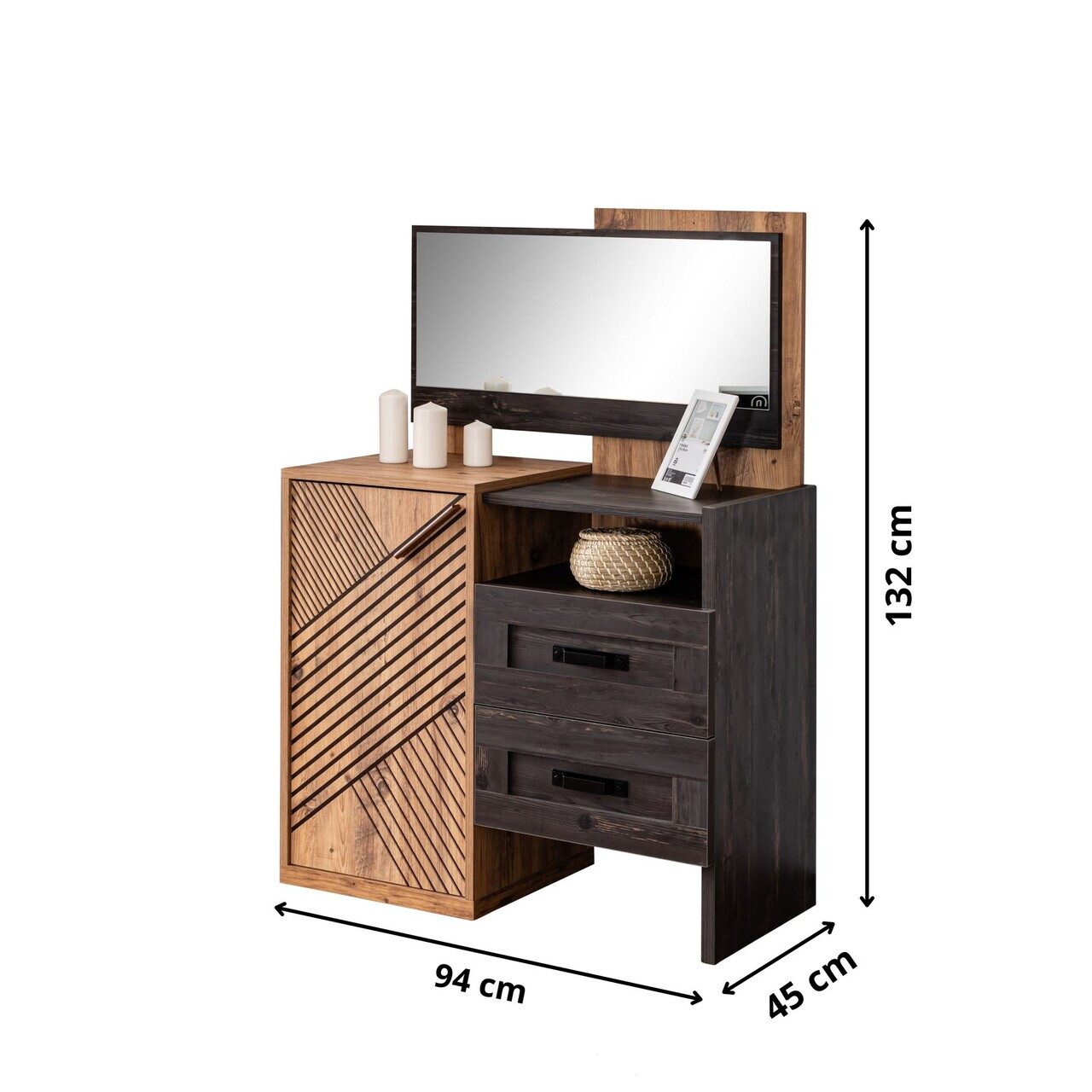 Dulap, Hanah Home, Antik, 94x132x94 cm, PAL, Antracit/Maro - view 4