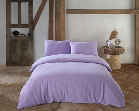 Lenjerie de pat dubla King, 3 piese, 220×240 cm, 100% bumbac, Limasso, Standart Stonewashed, violet Lenjerii de Pat