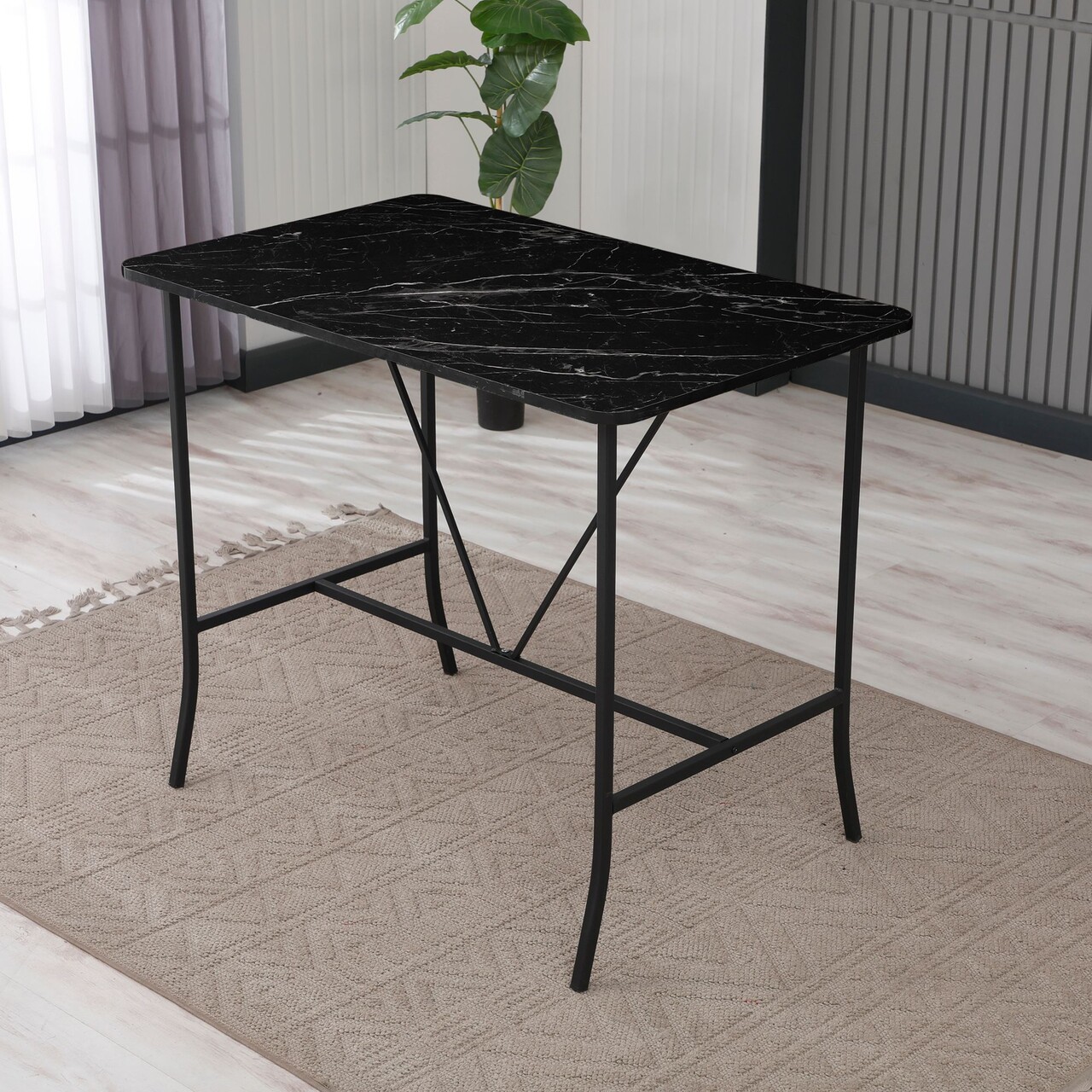 Masa de bar, Hanah Home, Retro, 110x92x70 cm, Negru - imagine 2