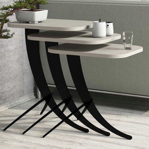 Set masute 3 piese, Hommy Craft, Pion, Crem Hommy Craft