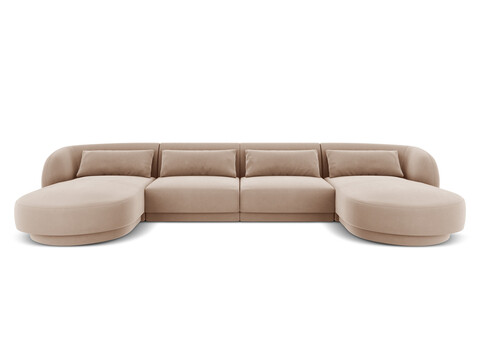 Coltar panoramic 5 locuri, Tulum, Cosmopolitan Design, 330x156x70 cm, catifea, bej