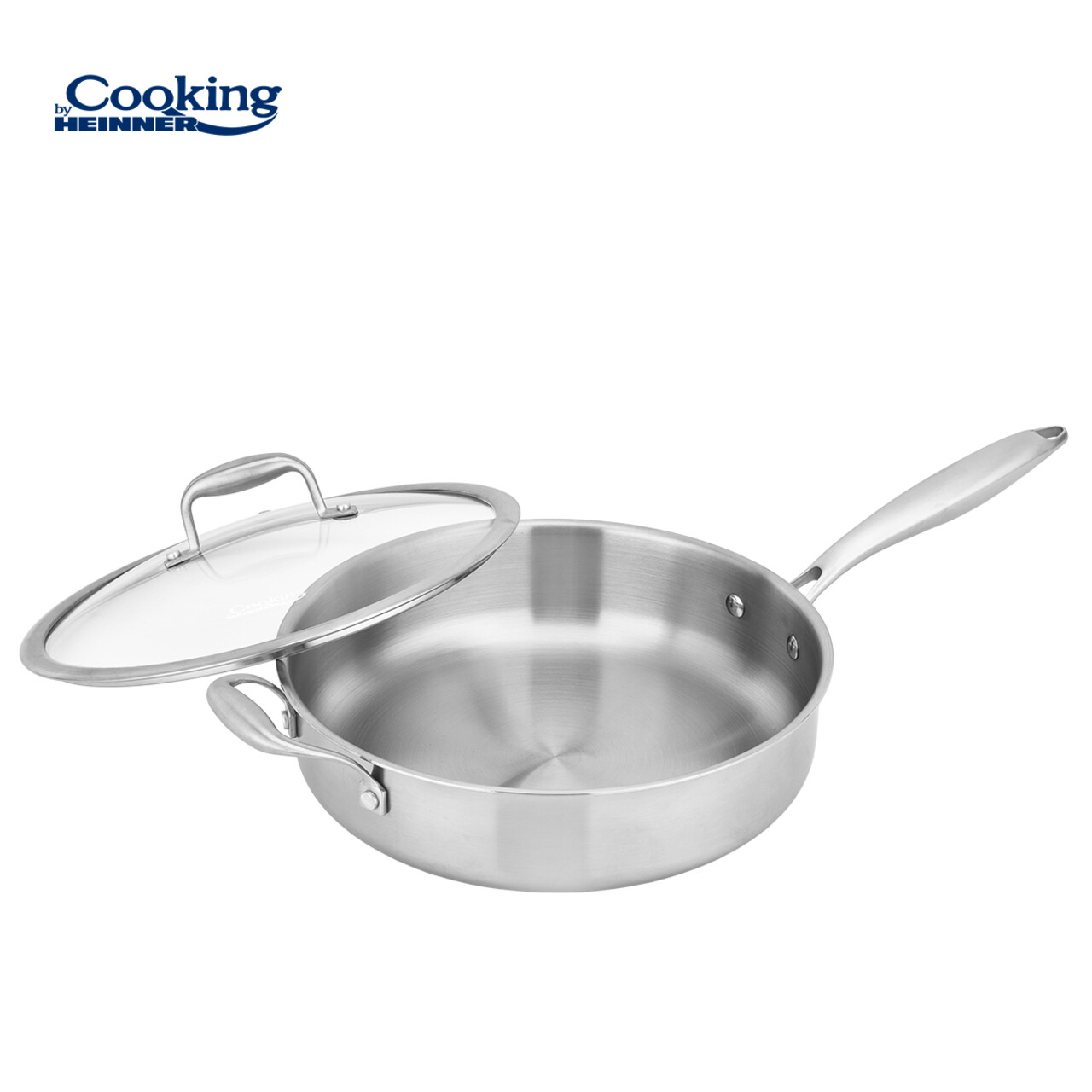 Tigaie adanca cu capac Atomic3, Cooking by Heinner, 28x7.5 cm, 4.2 L, inox/sticla, argintiu - imagine 5