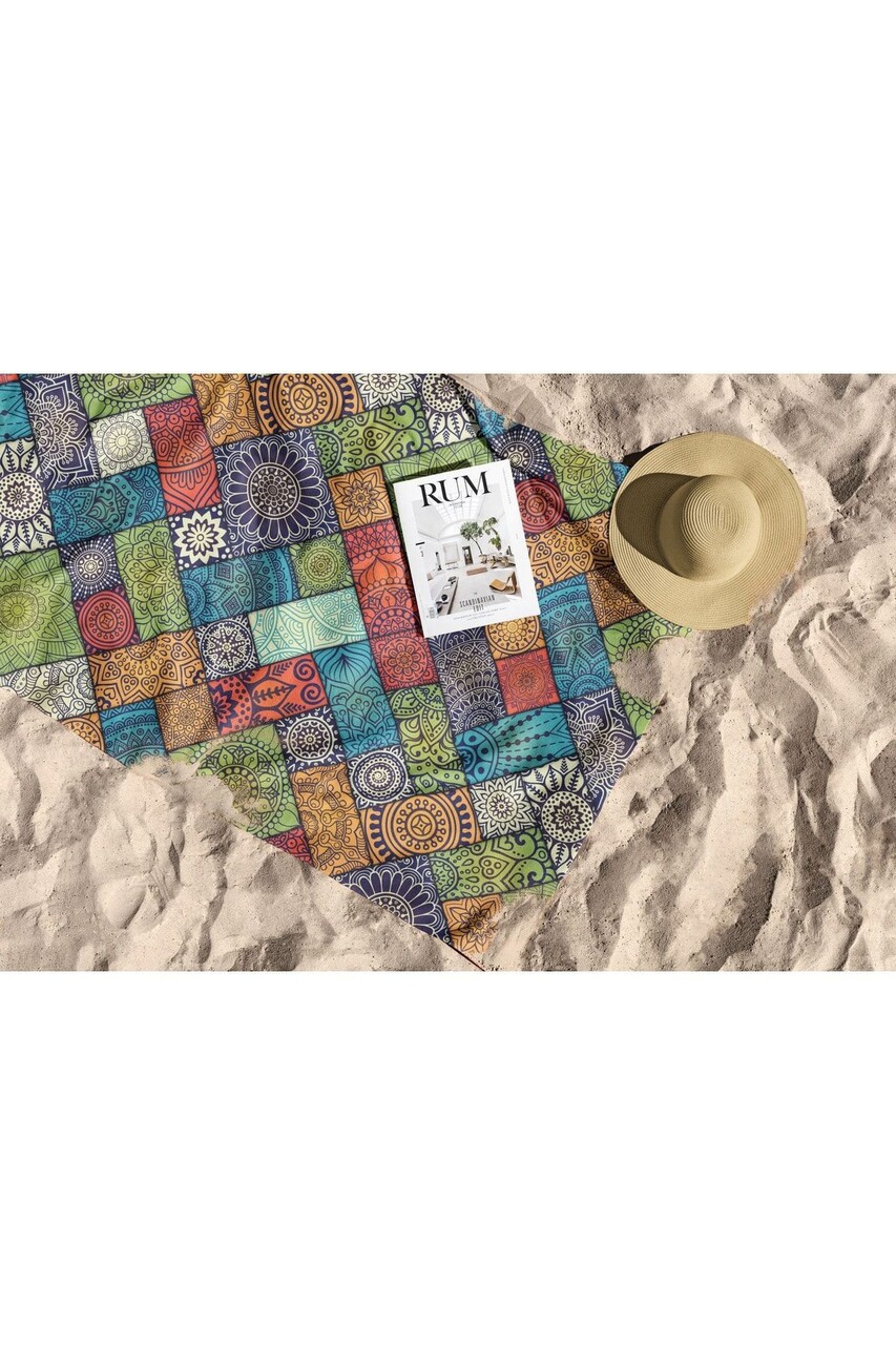 Prosop de plaja, Astacura, Ethnic 70, 70x130 cm, Poliester/Poliamida, Multicolor