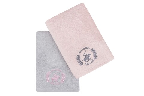 Set 2 prosoape de baie, Beverly Hills Polo Club, 402 Pink Light Grey70 x 140 cm, 100% bumbac Beverly Hills Polo Club