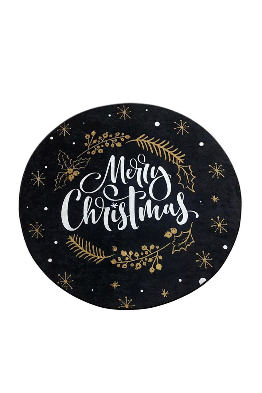 Covor, Cristmas Djt Çap, Negru / Alb / Auriu — imaginea 2