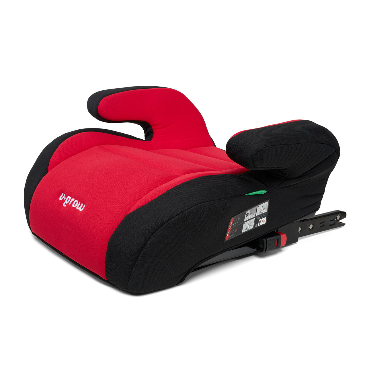Inaltator auto copii cu Isofix R129, U-grow, 125-150 cm, poliester, negru/rosu