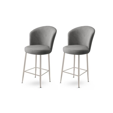 Set scaun de bar (2 bucăți), Charlotte, Fora, Metal, Gri/Crom