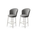 Set scaun de bar (2 bucăți), Charlotte, Fora, Metal, Gri/Crom