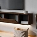 Comoda TV, Hanah Home, Twist LED, 160x29x29 cm, Maro