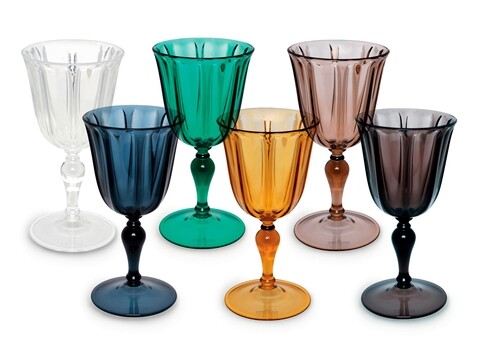 Set 6 pahare cu picior, Country Chic, Excelsa, 250 ml, plastic, multicolor