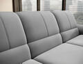 Coltar extensibil stanga 3 locuri ELTAP, LT-03NU, Siber, 270x186x93 cm, lemn/poliester, gri deschis