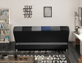 Canapea extensibila 3 locuri, ELTAP, Cayo, 192x90x90 cm, lemn/poliester, negru/albastru