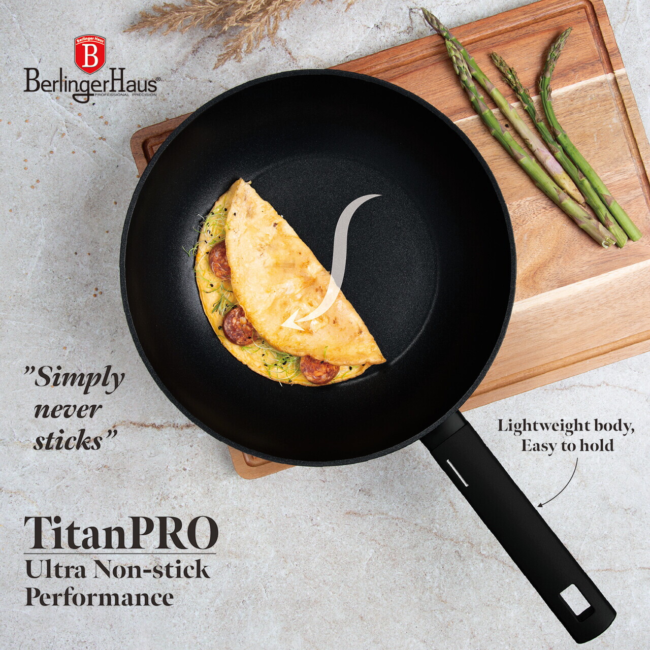 Tigaie Wok cu capac Berlinger Haus, Matte Black, 28 cm, 3.2 L, aluminiu forjat, negru - imagine 9
