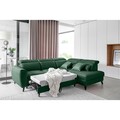 Coltar extensibil dreapta 4 locuri ELTAP, RT-35LO, Noble, 255x201x100 cm, lemn/poliester, verde inchis