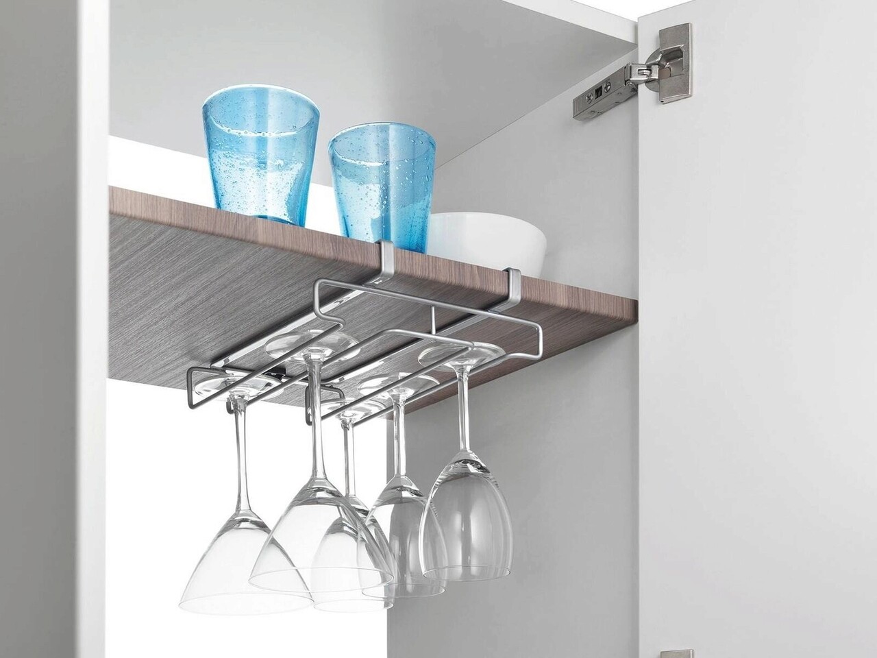 Suport pahare pentru dulap My Glass, Metaltex,  28 x 20 cm, inox/invelis Polytherm, argintiu - 1 | YEO
