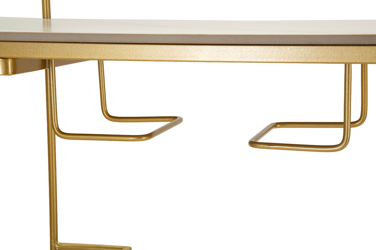 Masa de bar, Mauro Ferretti, Luxy, 120x45x150 cm, metal/imitatie de marmura, auriu/alb - imagine 4