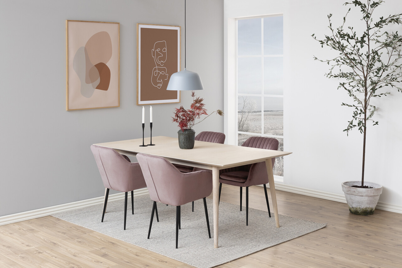 Scaun Emilia, Actona, 57x61x83 cm, catifea/otel, roz pudrat - view 4