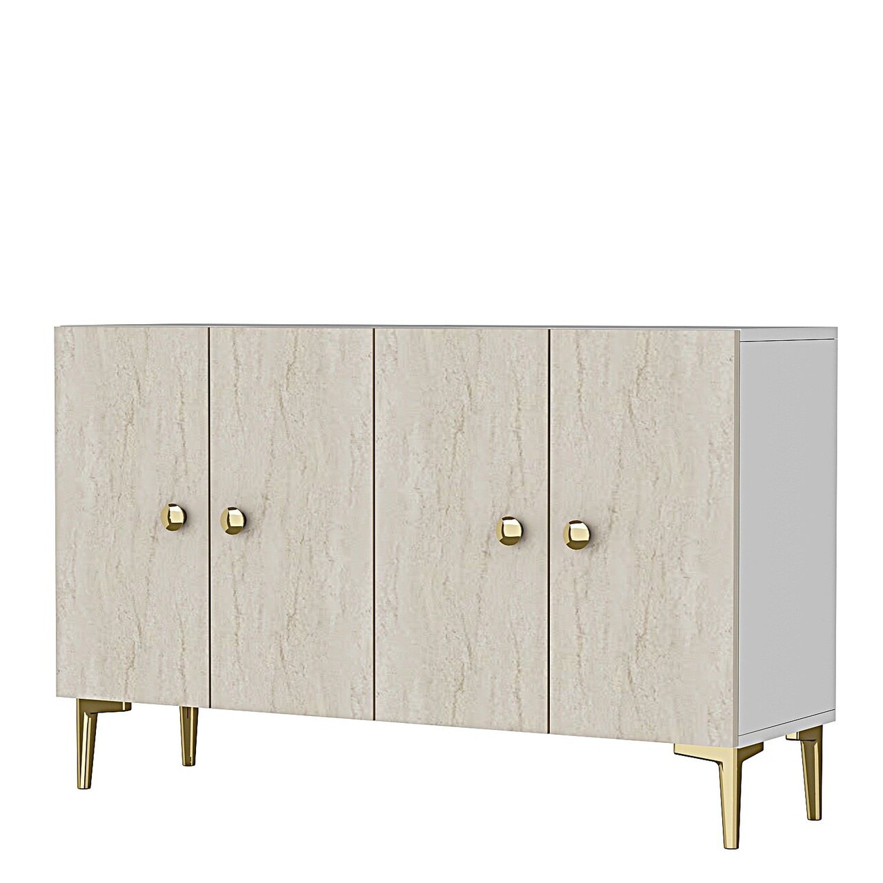 Consola, Hanah Home, Simple 120, 120x75x32 cm, Alb / Travertin - view 5