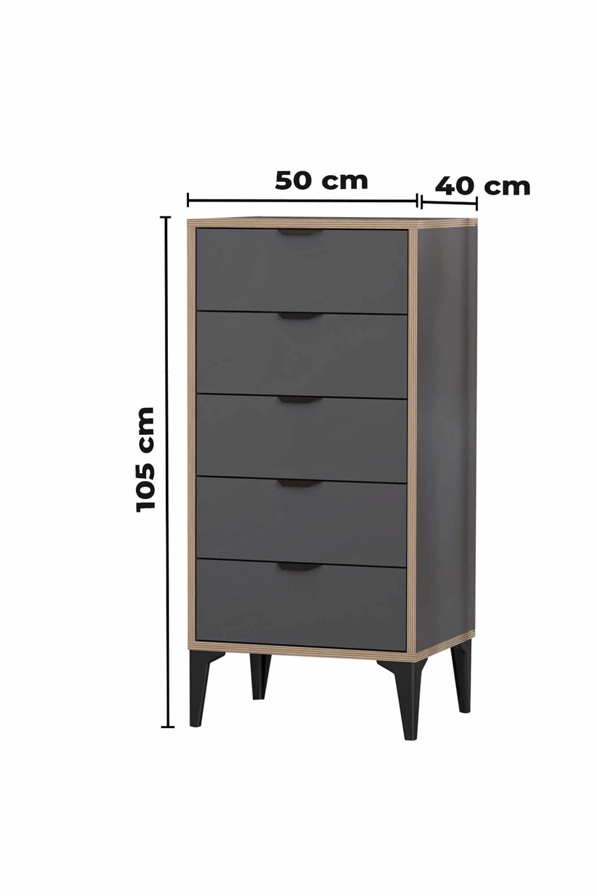 Dulap, Hanah Home, Arden, 50x105x40 cm, Antracit - view 9