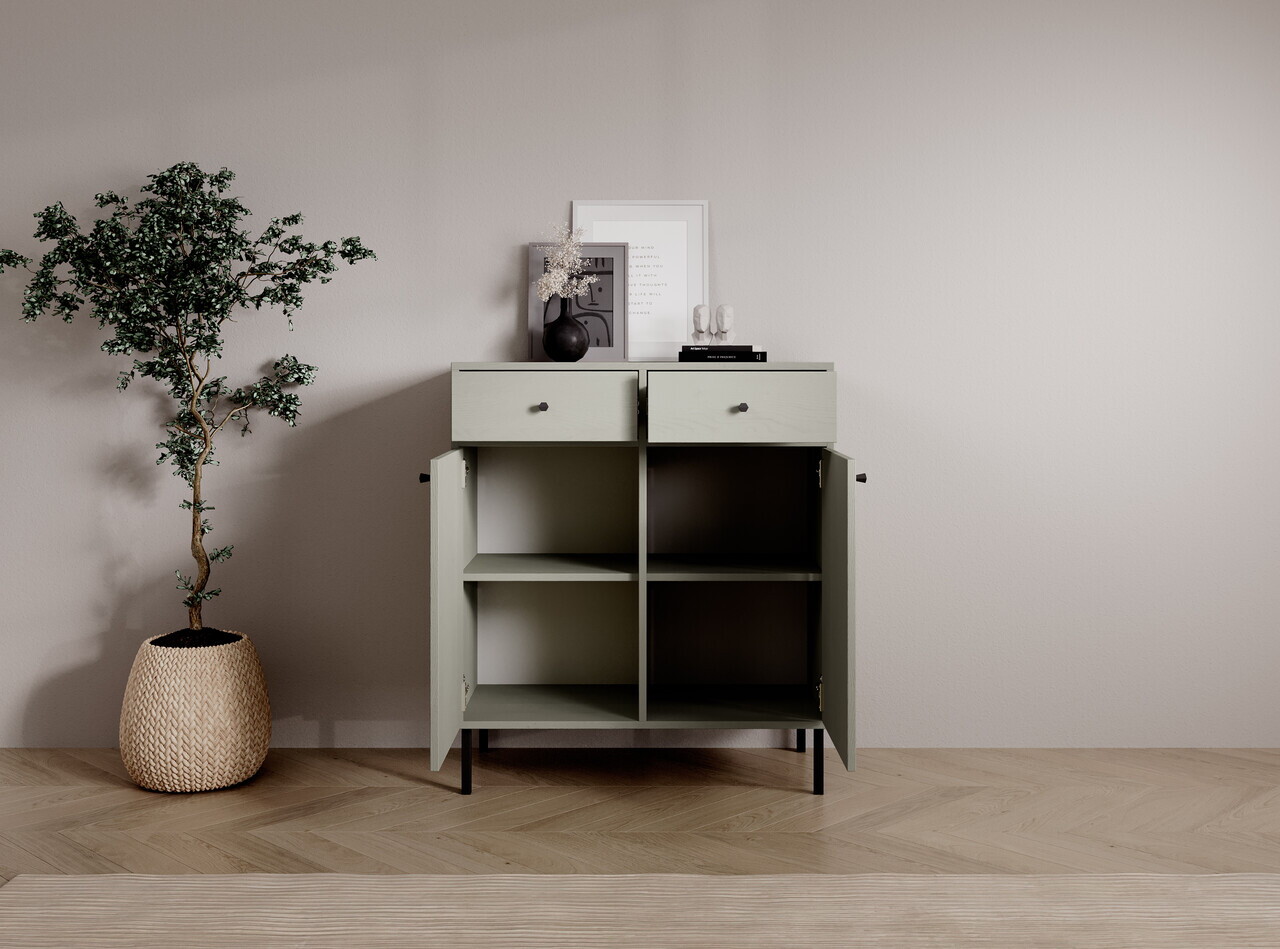 Comoda ADRK, Tili 2D 2S, 83.6x40.8x95 cm, PAL laminat, verde eucalipt — imaginea 5