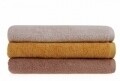 Set 3 prosoape de baie Beverly Hills Polo Club, 70x140 cm, 100% bumbac, Rock/Light Brown/Mustard