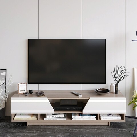 Comoda TV, Decorotika, Aspatria, 160×34.1×37.1 cm, Alb / Cordoba Decorotika Homedepo.ro