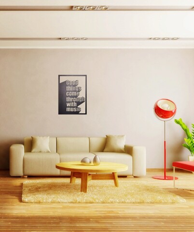 Decoratiune de perete, Good Things, Metal, 50 x 70 cm, Negru Ledena