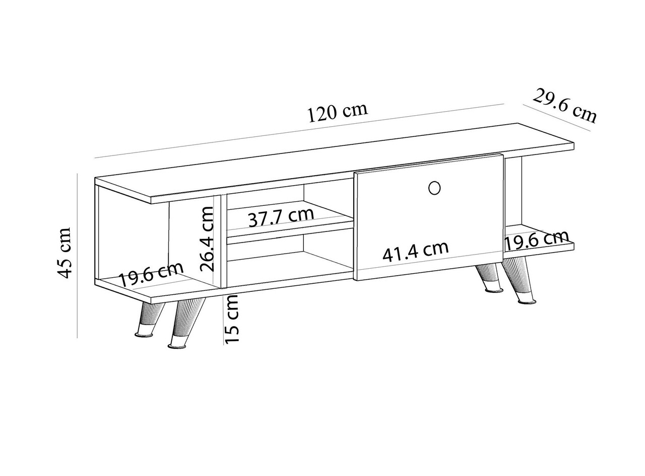 Comoda TV, Olivia, İdil, 120x45x29.6 cm, PAL, Nuc/Alb