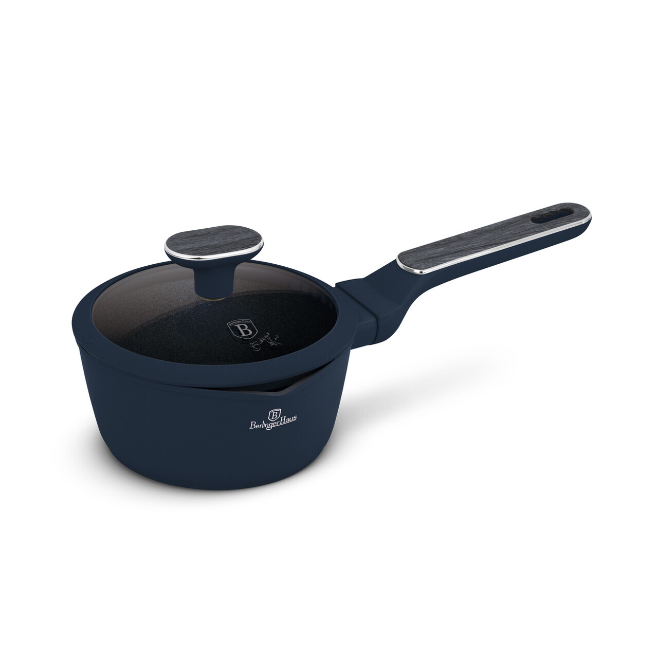 Cratita cu capac Berlinger Haus, Deep Sea, 16 cm, 1.2 L, aluminiu forjat, albastru mat/gri - imagine 3