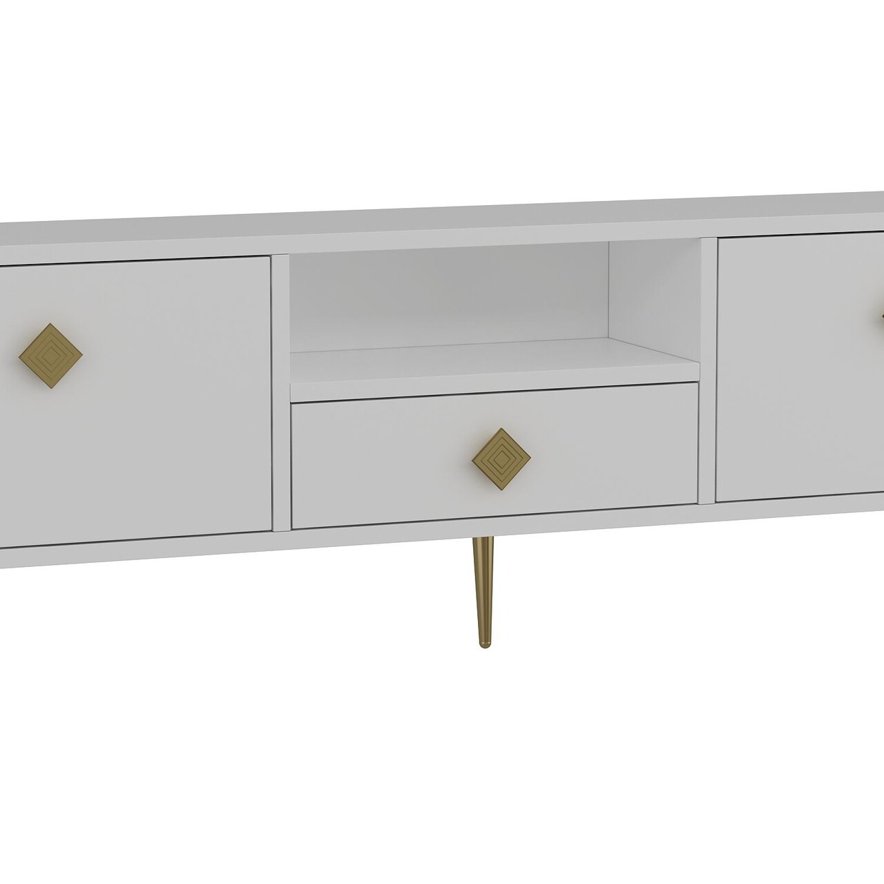 Comoda TV, Hanah Home, 1308-DROP-1, 140x45x30 cm, PAL , Alb/Auriu - view 6