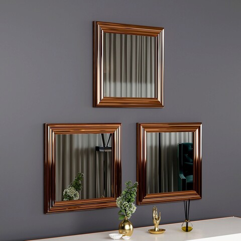 Set 3 oglinzi decorative, siam, otto, mdf , bronz