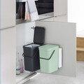 Cos de gunoi incorporat, Brabantia, Sort&Go, 2x12 L, 35x52x43 cm, polipropilena, gri inchis/verde jad