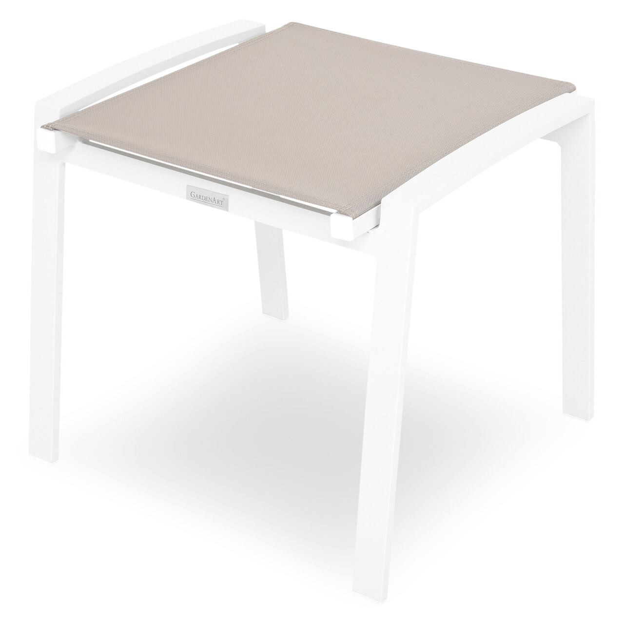 Taburet pentru gradina/terasa Cosmo, 54x54x46.5 cm, aluminiu/textilina, alb-latte - imagine 2