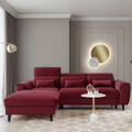 Coltar extensibil stanga 4 locuri ELTAP, Foble, 267x196x100 cm, lemn/poliester, rosu