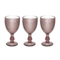 Set 3 pahare Diamante, Tognana Porcellane, 280 ml, sticla, roz